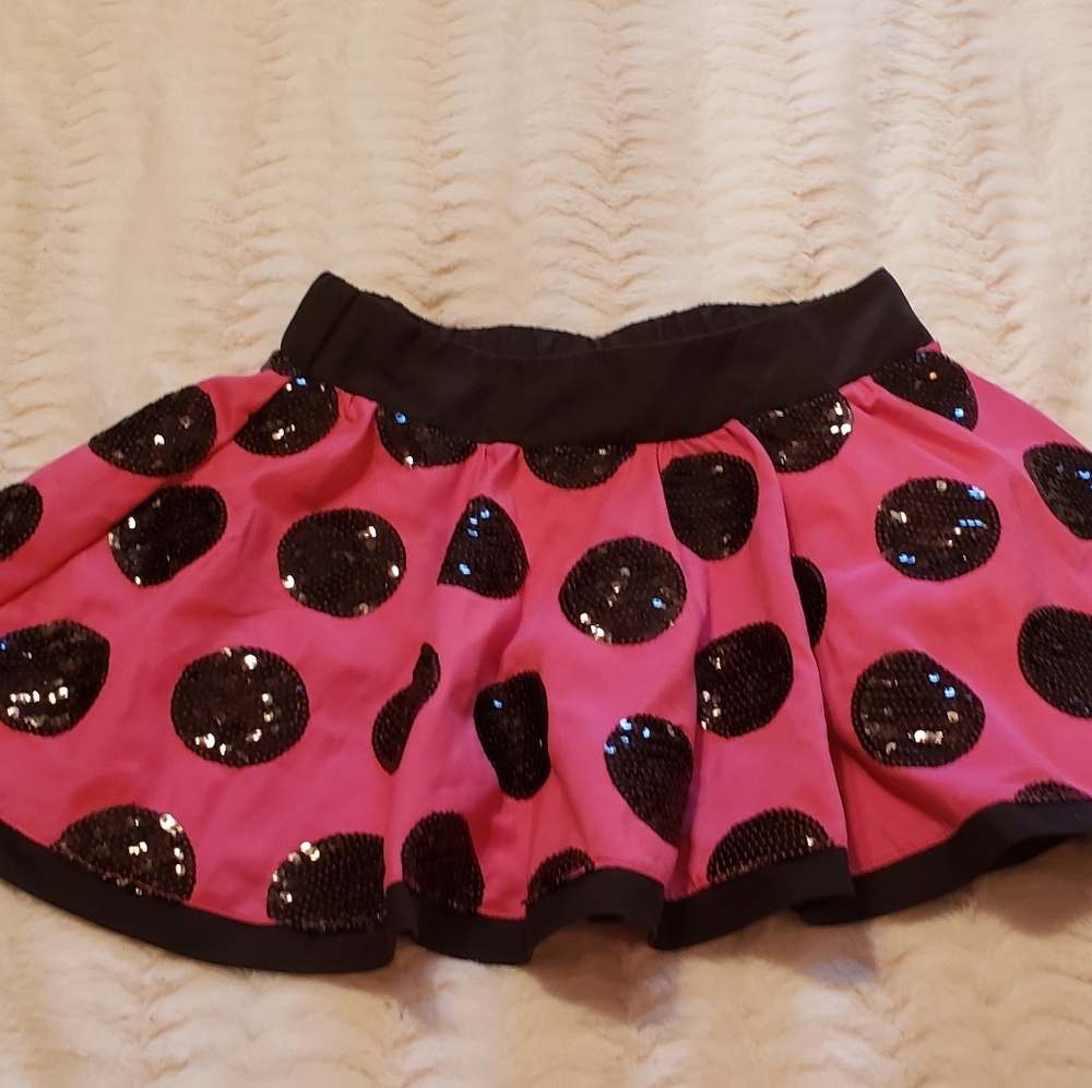 Justice pink ladybug sequin skirt/ skort like new